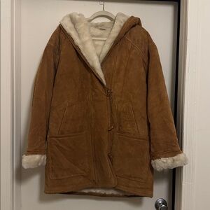 Vintage NY Jeans Cinnamon Brown Leather Coat with Shearling Lining